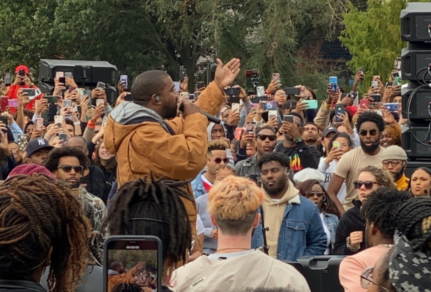 Kanye West performs at Howard University homecoming.